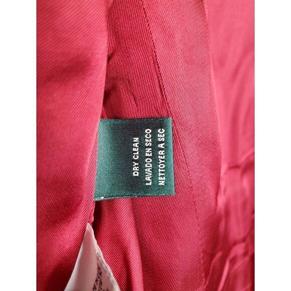 Lauren Ralph Lauren Window Pane Plaid Academia Red Wool Blazer Full Zip Jacket - Picture 11 of 11